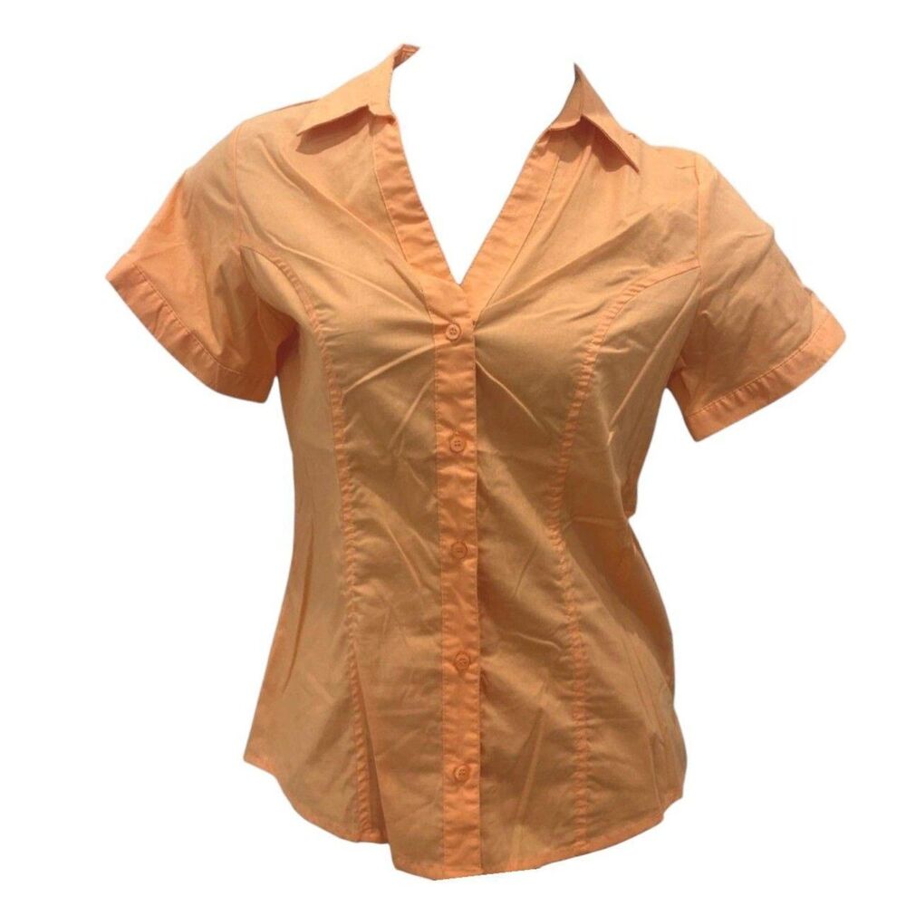 Lee Orange button up blouse with a retro vibe size small